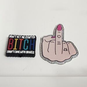 Flatback‎ Spicy Beads Funny Crafts Badge Keychain Magnet Clip Acrylic Flip Off
